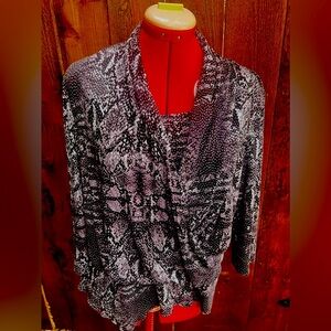 Jennifer Lopez Drape Neck top reptile print purple black white size XL